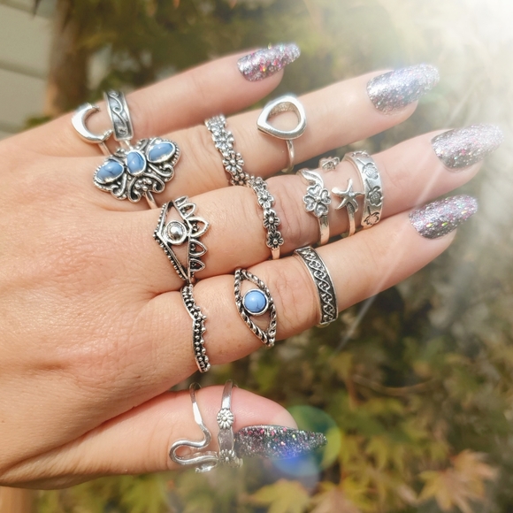 Jewelry - 3/$20🌷14 Piece Boho Gypsy Ring Set NWOT 🦋